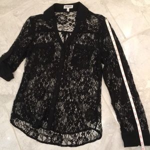 Express black lace Portofino shirt